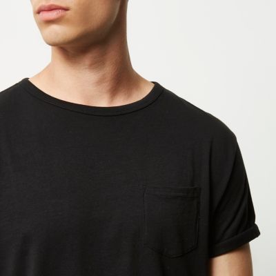 Black roll sleeve t-shirt